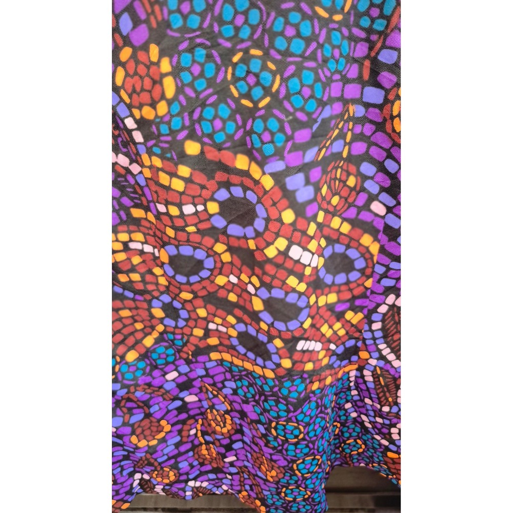 Plum Blossom Vintage Mosaic Print Blazer Jacket Purple Orange Multi-Color Lined - Picture 11 of 14